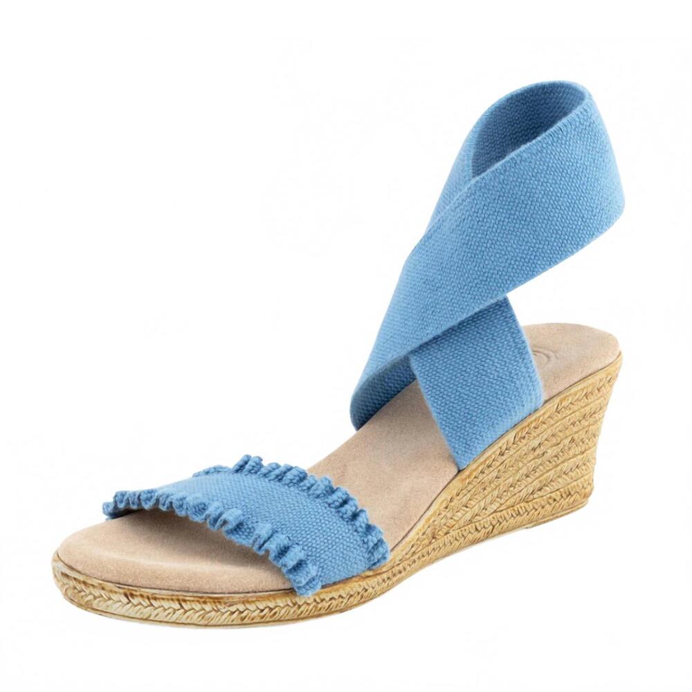 CHARLESTON SHOE CO. Light Blue Canvas Espadrille Wedge Sandals